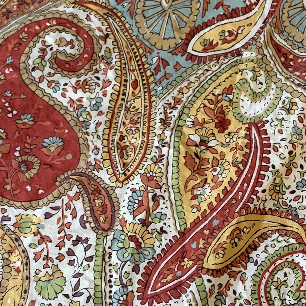 Pottery Barn King Duvet Cover Harper Caesarea Cotton Paisley Floral‎ Boho Earthy